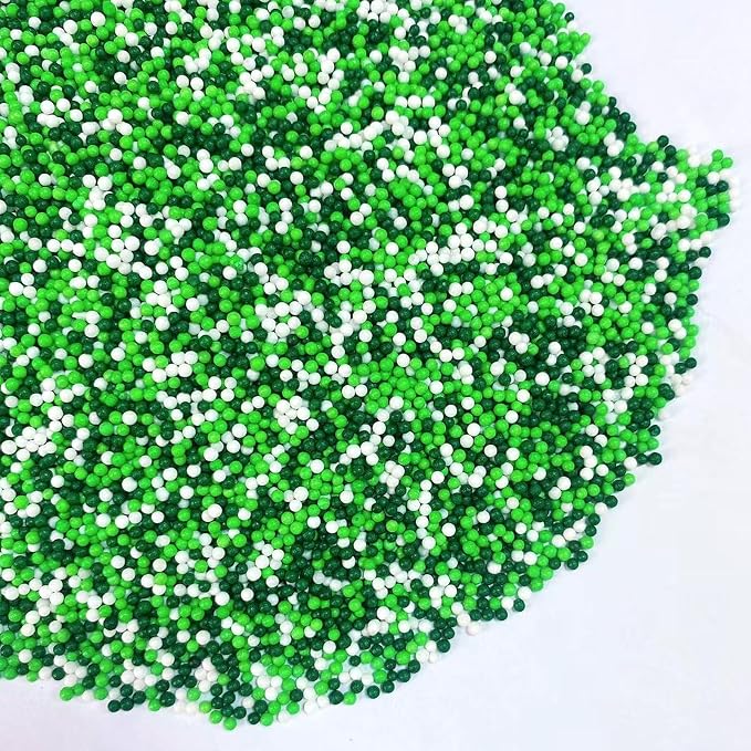 Sentovac Green and White Nonpareils Sprinkles St Patricks Edible 2mm Mini Peals Sprinkle for Cake Decorating Sugar Candy Cookie Cupcake Topper Baking Decorations Christmas St Patricks Supplies
