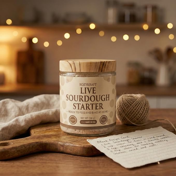 KozyKraft Live Wet Sourdough Starter Jar (30g) | Active Culture for Home Baking | Unflavored | Ships Ready to Feed