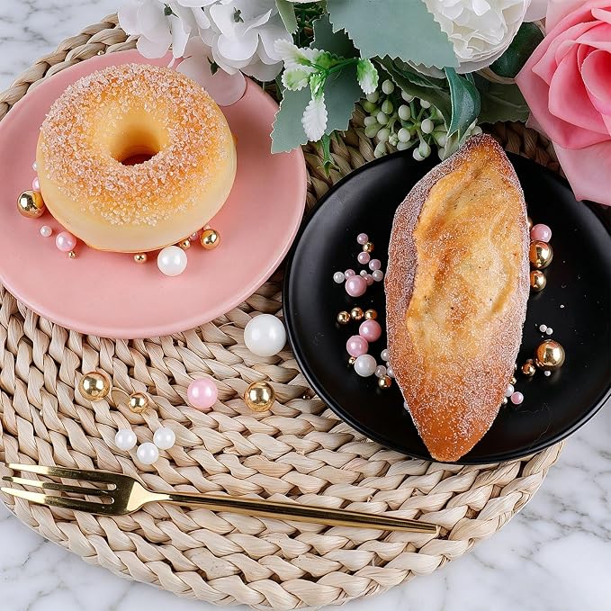 Gold Pink and White Sprinkles for Cake Decorating, 130g/4.6oz Edible Pearl Sprinkles Mix, Sugar Candy Pearls for Baking, Cookie Decorations and Cupcake Toppings, Wedding Party Holiday Supplies