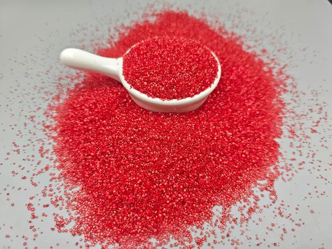 Edible 5 Ounce Medium Decorative Red Sanding Sugar Sprinkles for Baking, Sparkling Crystals for Cakes, Cookies, Cupcakes, Ice Cream Topping and Rimming Sugar