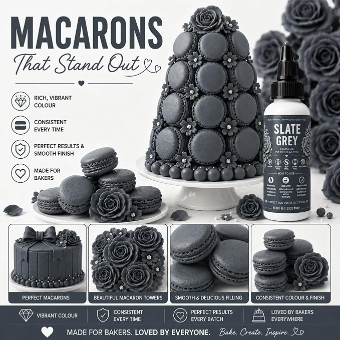 Confect Slate Grey Gel Food Coloring – Highly Pigmented Gel Based Food Color for Buttercream, Cakes, Cookies & Baking – 60mL / 2 FL OZ