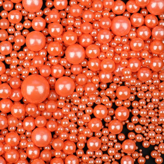 Orange Sprinkles for Cake Decorating, 130g/4.6oz Edible Orange Pearl Sprinkles Mix, Sugar Candy Pearls for Baking, Cookie Decorations and Cupcake Toppings, Wedding Party Halloween Supplies