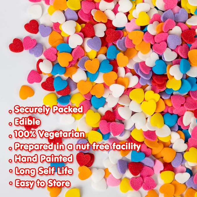 Edible Confetti Sprinkles,Colorful Heart-Shape Cake Decoration,Rainbow Round Candy for Cake Decorating,Pastel Sprinkles for Desserts Baking,Perfect For Birthday Party,Festival Day Baking Supplies