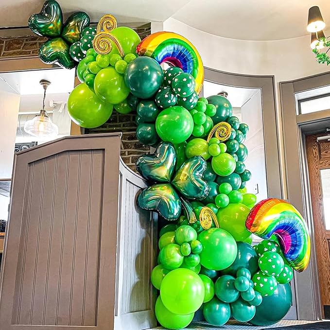YMSZ Green Balloon Garland Arch Kit, Dark Green Lime Green Latex Balloons for St. Patrick's Day, Baby Shower, Jungle Safari Birthday Party Decorations