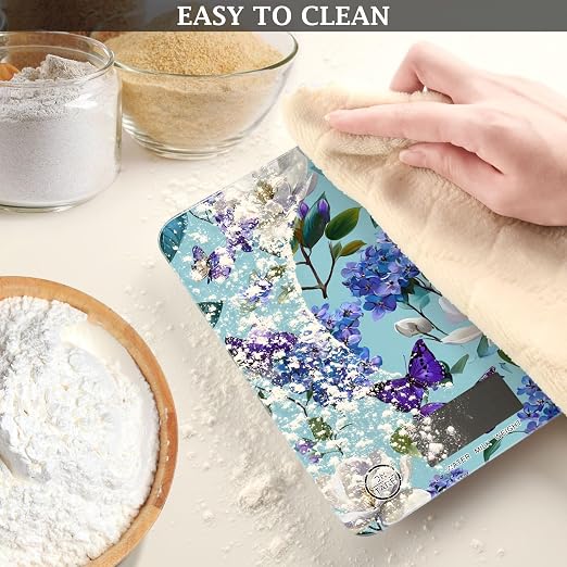 Food Scale Kitchen Scale for Baking Cooking Digital Food Weighing Measuring Scale Small Waterproof Electric Food Scale Elegant Hydrangeas Magnolias Butterflies