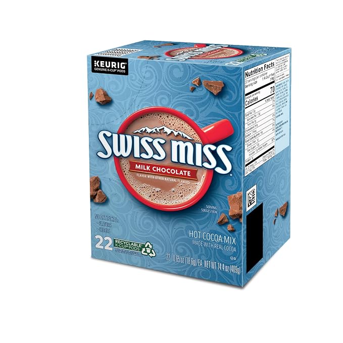 Swiss Miss Milk Chocolate Hot Cocoa, Keurig Single-Serve K-Cup Pods, 88 Count (4 Packs of 22)