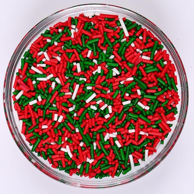 Christmas Jimmies Sprinkles, Bulk 1.32 LB, Food Grade, Sprinkles for Cake Decorating, Sujoygar, Baking, Cookies, Chocolates, Cupcake Toppers