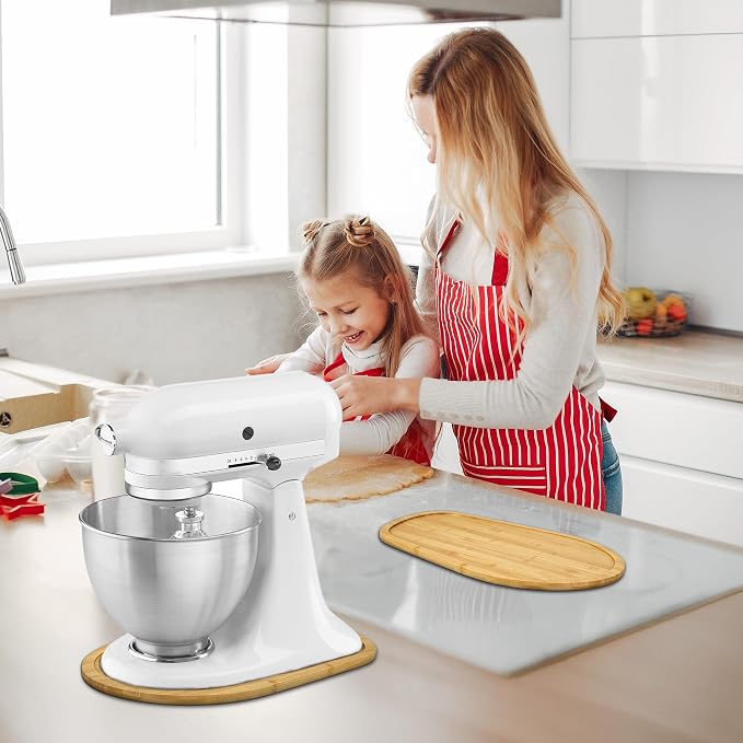 Mixer Slider Mat for KitchenAid 4.5-5 Qt Tilt Head Stand Mixers, Bamboo Moving Tray for Kitchenaid Artisan, Storage Organizer for Kitchen Countertop Accessories and Attachments (Bamboo, 4.5-5 Qt)