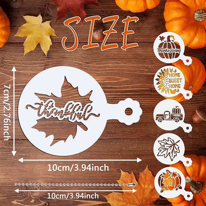 Thanksgiving Cookie Stencils 36Pcs Reusable Fall Cake Coffee Dessert Decor | 36 Reusable Decor Templates, Ideal For Cookie Cake Coffee Dessert, Fall Thanksgiving DIY Baking Painting Decoration Tools