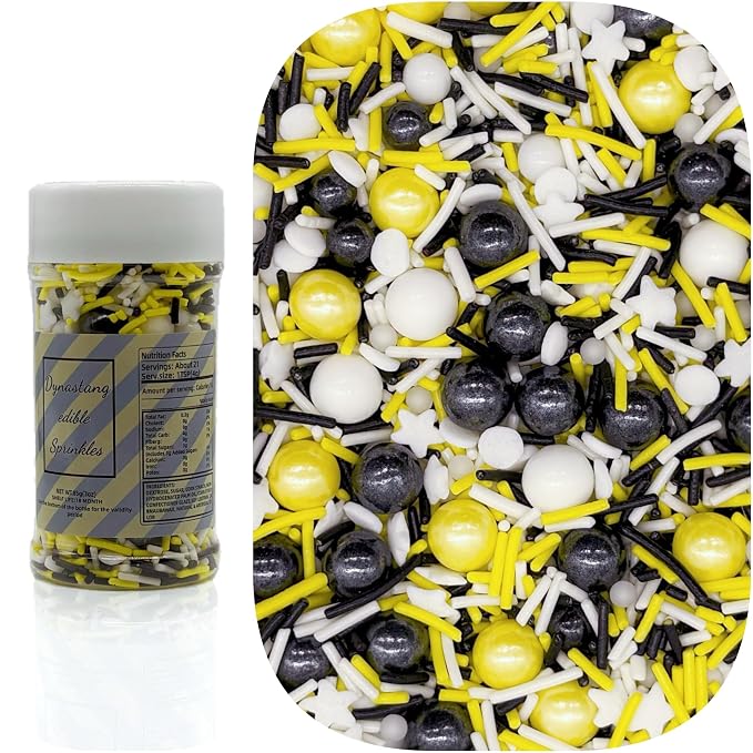 Dynastang Bumble Bee Themed Sprinkles Mixed Style Edible Cake Decorations Cupcake Toppers Cookie Perfect for Cakes, Cupcakes, Desserts Toppings 3OZ