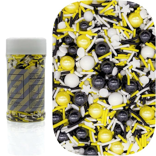 Dynastang Bumble Bee Themed Sprinkles Mixed Style Edible Cake Decorations Cupcake Toppers Cookie Perfect for Cakes, Cupcakes, Desserts Toppings 3OZ