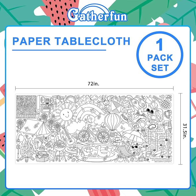 Gatherfun Giant Coloring Poster for Classroom - 31.5x72 Versatile Summer Activity Poster/Table Cover for School Parties, Birthday & Special Events Decoration