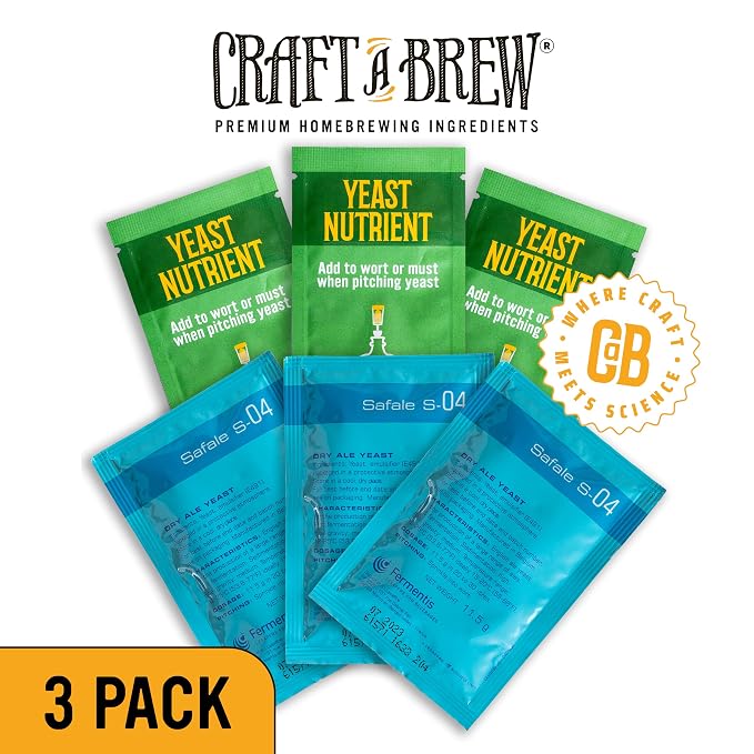 Craft A Brew - Safale S-04 Dry Yeast - Fermentis - English Ale Dry Yeast - For English and American Ales and Hard Apple Ciders - Ingredients for Home Brewing - Beer Making Supplies - [3 Pack]