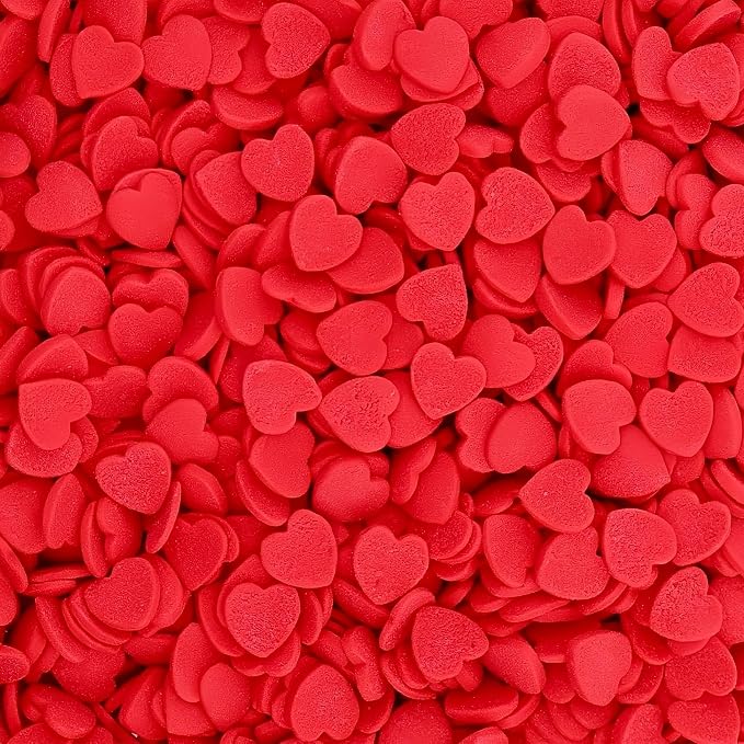 Dynastang Confetti Red Heart Sprinkles Edible Heart Cake Decorating Heart Cake Decorations Cupcake Toppers Cookie Decorating Perfect for Cakes, Cupcakes, Desserts Toppings 3OZ