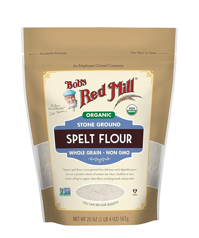 Bob's Red Mill Organic Spelt Flour, 20oz (Pack of 1) - Non GMO, Whole Grain, Vegan, Kosher