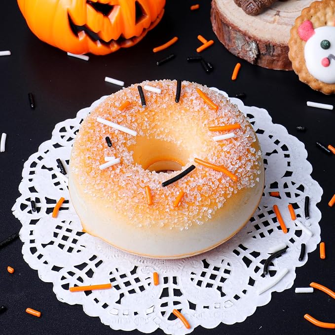 Halloween Jimmies Sprinkles - Black Orange White Jimmies Mix for Cake Decorating, Edible Cookie Cupcake Decorations for Fall Thanksgiving Halloween Baking & Party Treats