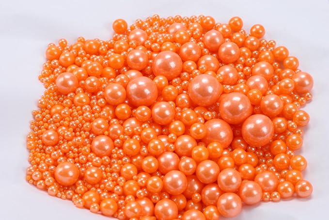 Zali Edible Pearl Sprinkles, Peach Orange, 26 Colors Mixed Size | Sugar Pearls, For Cakes, Cupcakes, Cookies, Donuts & Ice Cream, Gluten Free, Food Grade, Wedding & Festival Decoration