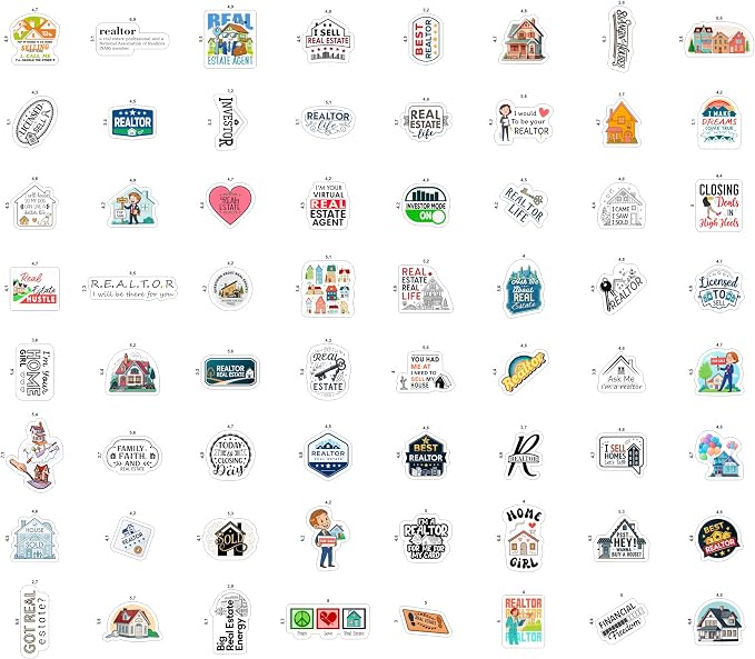 100Pcs Realtor Stickers for Laptop & Water Bottles, Real Estate Stickers - Real Estate Agent Gifts - Realtor Party Supplies - Gift for Women & Men