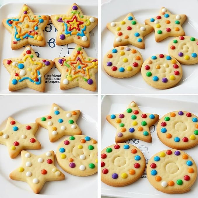 10PCS Round Cookie Cutter & Star Cookie Mold, Stainless Steel Kitchen Baking Supplies, Sandwich Cutters, 5 Sizes for Fondant Cake, Cookies, Biscuits & DIY Party Decor (Round-Star)