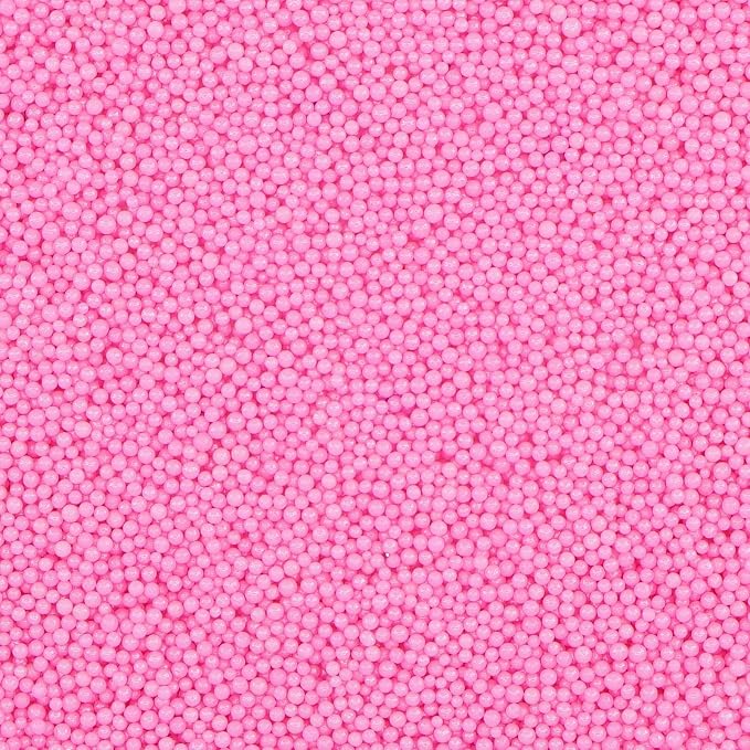 Pink Nonpareils Sprinkles | 2mm Mini Edible Pearls | For Baking Dessert Decorating, Cake, Cupcake, Cookie, Ice Cream | Valentine's Day Wedding Girl Baby Shower Holiday Party