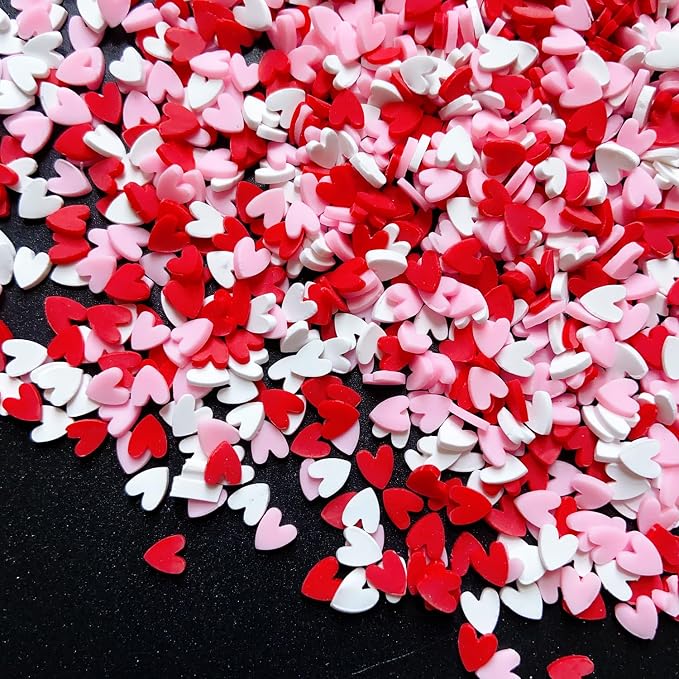 EHOPE 100G Fake Sprinkles Polymer Sprinkles Faux Sprinkles Resin Sprinkles Clay Sprinkles For Resin Fake Candy Sprinkles for Nail Art DIY Crafts Cake Phone Case (100G Heart-3)