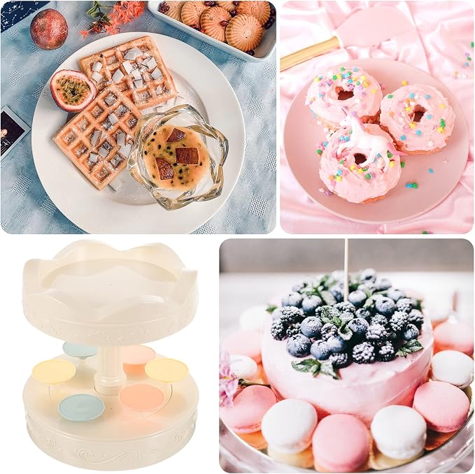 Kisangel Carousel Cupcake Holder Rotating Sushi Cupcake Stand Rotating Automatic Dessert Machine Revolving