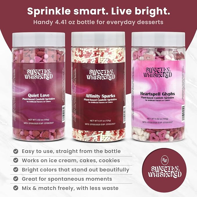Dye-Free Red & White Sprinkles - Vegan, Gluten-Free, Celiac Friendly, Halal, Kosher Edible Jimmies & Nonpareils for Baking, Cake Decorating, Cupcakes, Valentine's Day, Christmas & Holiday Treats