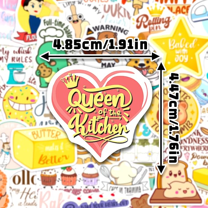 200PCS Baking Stickers, Bakery Vinyl Stickers for Laptops Water Bottles Scrapbooking, Baking Themed Gifts for Bakers, Cute Bakery Party Decorations