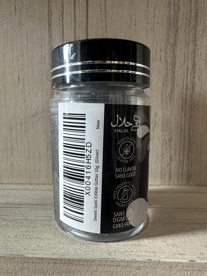 Sweet Spell Luster Dust Edible Glitter (15g) - Shimmer Pearl Dust Powder for Decorating Cakes, Chocolate, Drinks, Cocktails - 100% Edible, Food Grade, Vegan, Gluten-Free (White Silver)