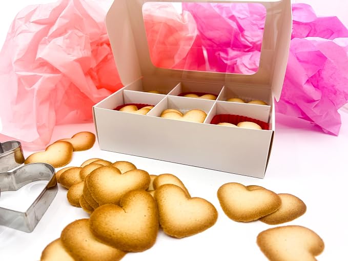 Treat Boxes - 20 ct 6.5 x 4.5 x 2 in Bakery Boxes with Windows and Dividers for Candy, Cookies, Cupcakes, or Bakery Desserts - Chocolate, Treats, and Baked Goods Packaging for Gifting