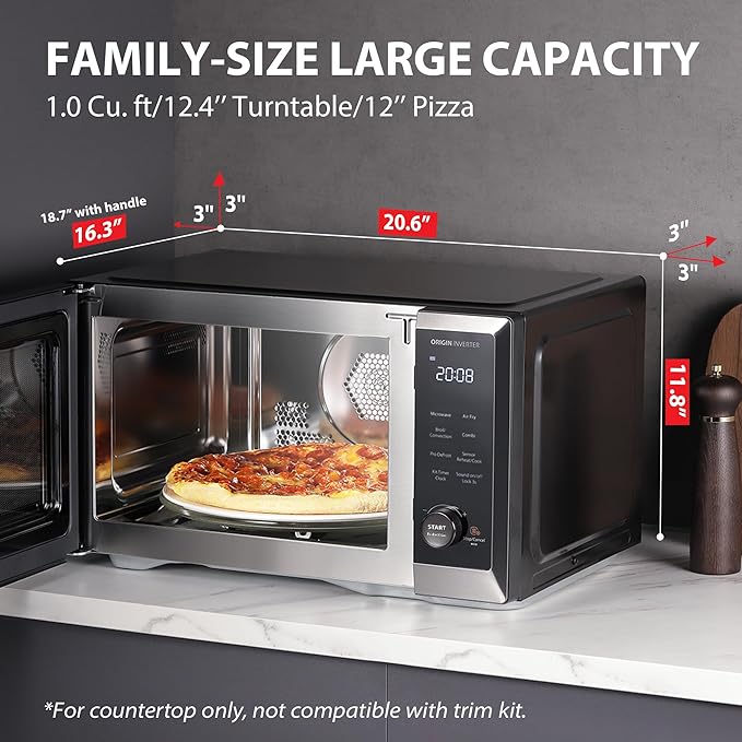 TOSHIBA Countertop Microwave Oven Air Fryer Combo, Inverter, Convection, Broil, Speedy Combi, Even Defrost, Humidity Sensor, Mute Function, 27 Auto Menu&47 Recipes, 1.0 cu.ft/30QT, 1000W (Renewed)