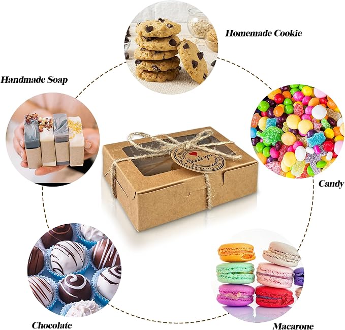 MUMULULU 25Pcs Soap Boxes for Homemade Soap with Window Small Kraft Packaging Boxes for Homemade Soaps Bakery Candy Cookies Packaging Supplies