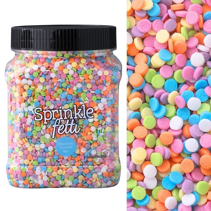 Sweets Indeed, Bulk Rainbow Sprinkles, 1.2 pounds, Sprinkle Mix, Perfect for Cake Decorations, Baking Ice Cream Cookies Cupcake Topper (Rainbow Confetti)