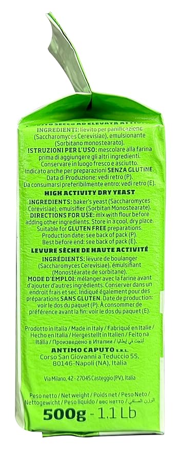 Antimo Caputo Lievito Active Dry Yeast 1.1 LB Pack Large - 17.63 Oz | Made in Italy - Perfect with 00 Flour for Bread, Pizza, & Pastries