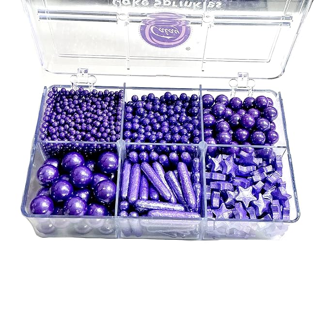Homipooty Edible Purple Pearl Sugar Sprinkles 130g/4.58oz Purple Pearl Star Sprinkles For Cake Decorations Wedding，Cookies，Ice Cream, Cupcake Toppers, Halloween Christmas Supplies