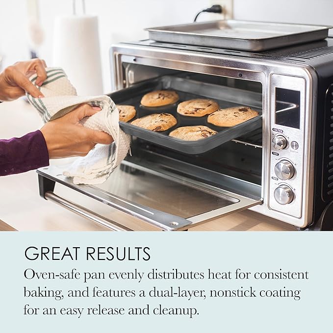 Chicago Metallic Commercial II Non-Stick Small Cookie/Baking Sheet. Perfect for making jelly rolls, cookies, pastries, one-pan meals, and more,12.25 by 8.75, Gray (Pack of 6)