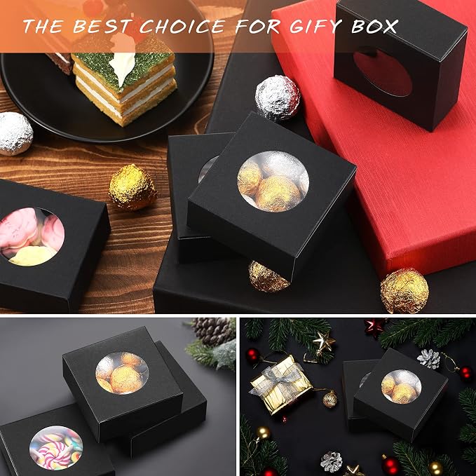 Chinco 30 Pcs Square Soap Boxes for Homemade Soaps Candle 3 x 3 x 1.2 Inch Soap Boxes with Clear Window Small Gift Wrapping Box for Soaps Packaging Bakery Cookies Candy Party Favor Supplies