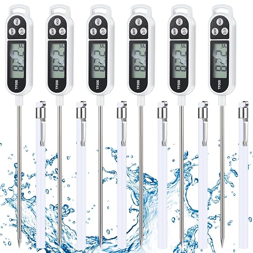 Copkim Meat Food Thermometer Food with Probe Water Liquid Instant Read Digital Thermometer Kitchen Cooking Supplies for Cooking BBQ Milk Yogurt(White)