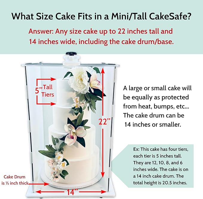 CAKESAFE Reusable Mini/Tall Cake Transporter, Clear Plastic Cake Carrier (14" W x 22" H)