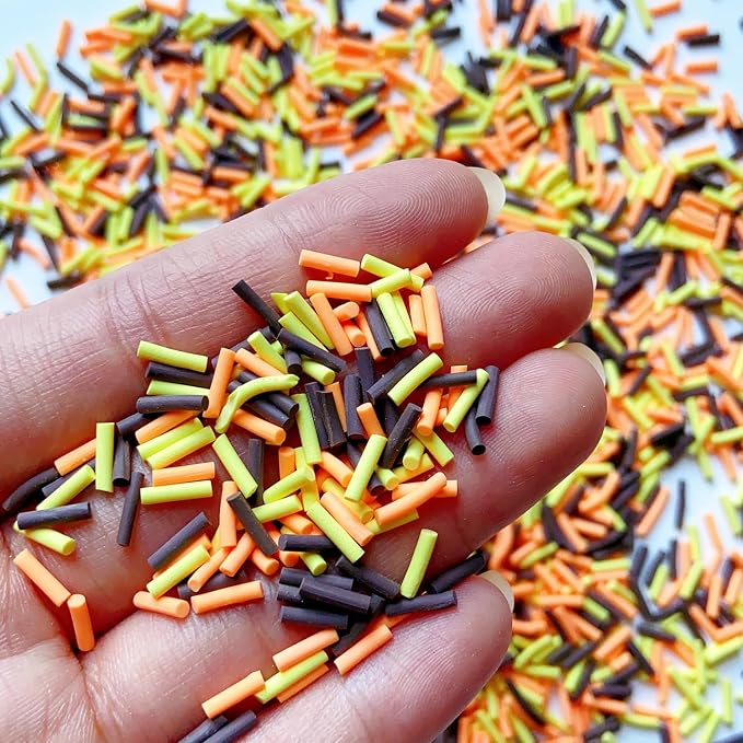 EHOPE 100G Fake Sprinkles Polymer Sprinkles Faux Sprinkles Resin Sprinkles Clay Sprinkles For Resin Fake Candy Sprinkles for Nail Art DIY Crafts Cake Phone Case (100G Long Coffee+Yellow)