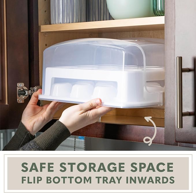 EXTRA TALL DOME Cupcake Carrier, White Cupcake Holder Carries 24 Cupcake Storage Container, Muffin Traveler Two Tier Stand Reusable Cupcake Box