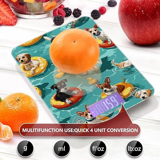Food Scale Kitchen Scale Food Weight Scales Digital Weight Grams and Ounces Small Electronic Food Scale for Baking Cooking Teal Swimming Pool Dogs and Ducks