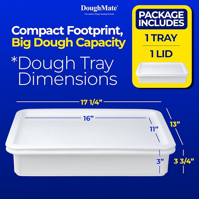 DoughMate® 1 Pizza Dough Proofing Tray with 1 Lid - Holds 6 Dough Balls - Easy to Clean, Durable - NSF® Certified, Made in USA