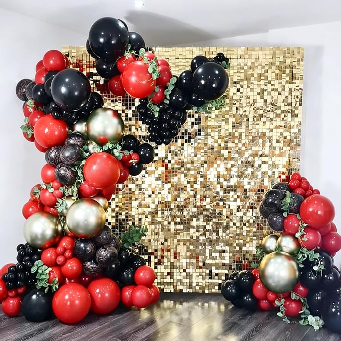 Red Black Gold Balloons Arch Kit 154pcs Different Sizes Latex Balloons for Casino Theme Party Wedding Backdrop New Year Birthday Graduation Hollywood Party Decorations