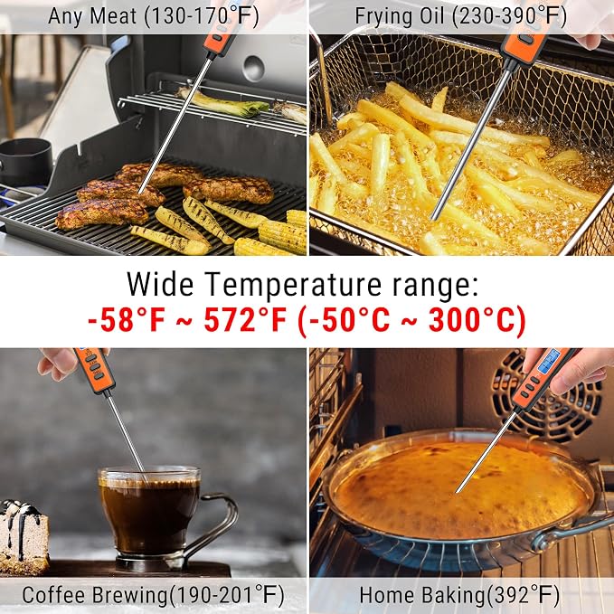 TempPro TP01A Digital Meat Thermometer for Cooking Candle Liquid Deep Frying Candy, Food Instant Read Thermometer with Super Long Probe, Backlit, Kitchen Gift for Dad Husband (Previously ThermoPro)