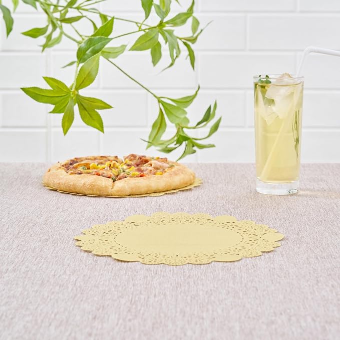 Pastry Tek 8 x 8 Inch Paper Lace Doilies, 4000 Disposable Table Doilies - Elegant Lace Finish, Long Lasting, Yellow Paper Doily, for Pastries, Cupcakes, Desserts - Restaurantware