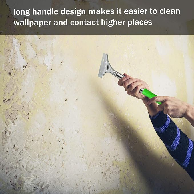 Mudder 4 Inch Razor Blade Scraper Tool Wallpaper Floor Tile Paint Removal Smoothing Scraper Tool with Replacement Blade for Removing Wallpaper Sticker Glue Floor Adhesive(Green,3 Pcs)