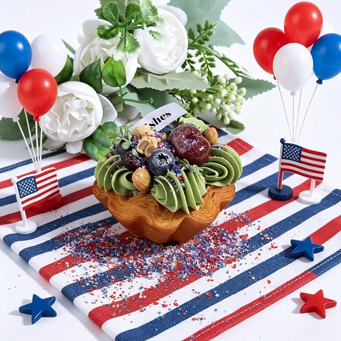 Patriotic Red White and Blue Sprinkles, 6.35oz/180g Edible 4th of July Sprinkles Sanding Sugar for Baking, Sparkling Crystals Sugar Sprinkles for Cake Cupcake Cookie Dessert Ice Cream