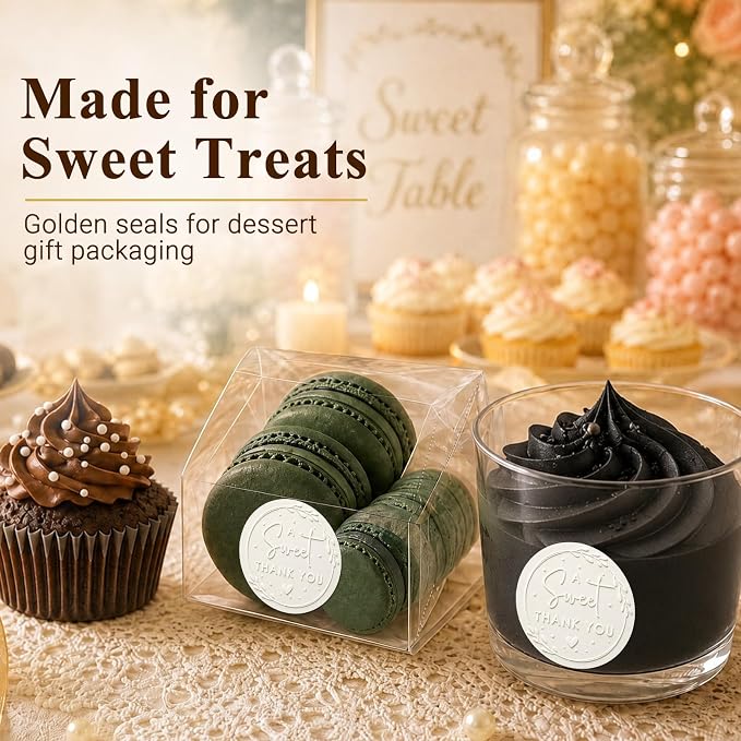 A Sweet Thank You Stickers, White Paper Foil Favor Labels for Wedding, Baby Shower, Dessert Table, Small Business Packaging, Bakery Gift Wrapping & Party Supplies,100PCS 1.6 Inch