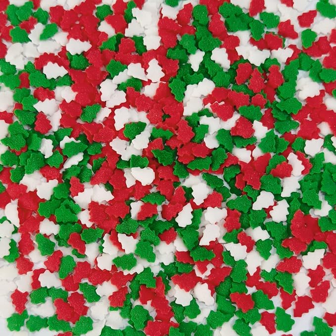 Christmas Tree Sprinkles - 4.6oz - Red, Green & White Confetti for Dessert Decorating - Holiday Baking Toppings for Gingerbread, Cupcakes, Cookies, Cake Pops, Ice Creams